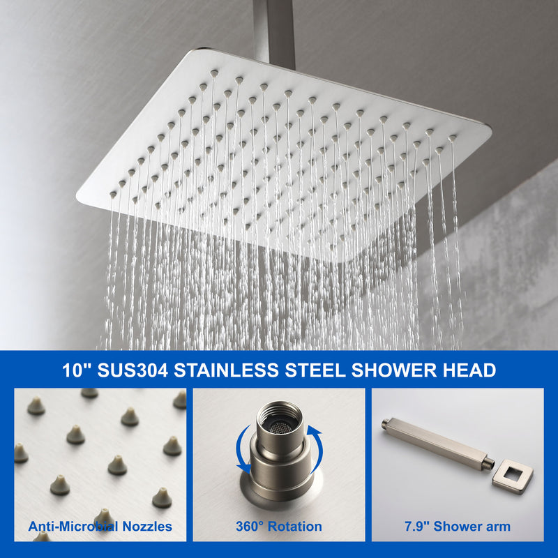 Ceiling Mount Shower System, 10-Inch Bathroom Luxury Rain Mixer Shower with high pressure handheld shower