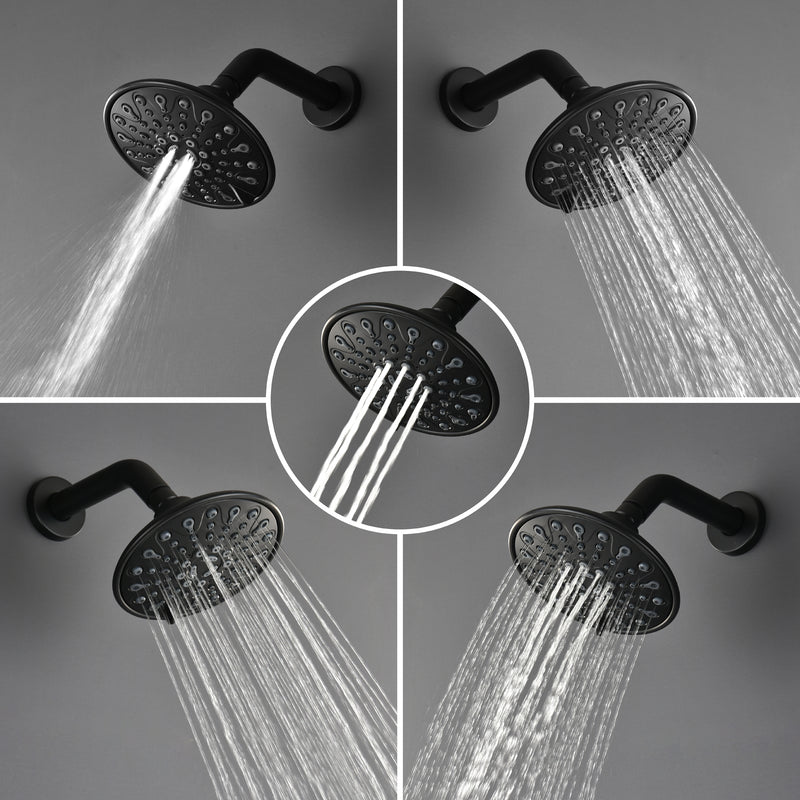 Single Function Pressure Balancing Shower System with 6 Inch 6-Spray ABS Shower Head in Matte Black