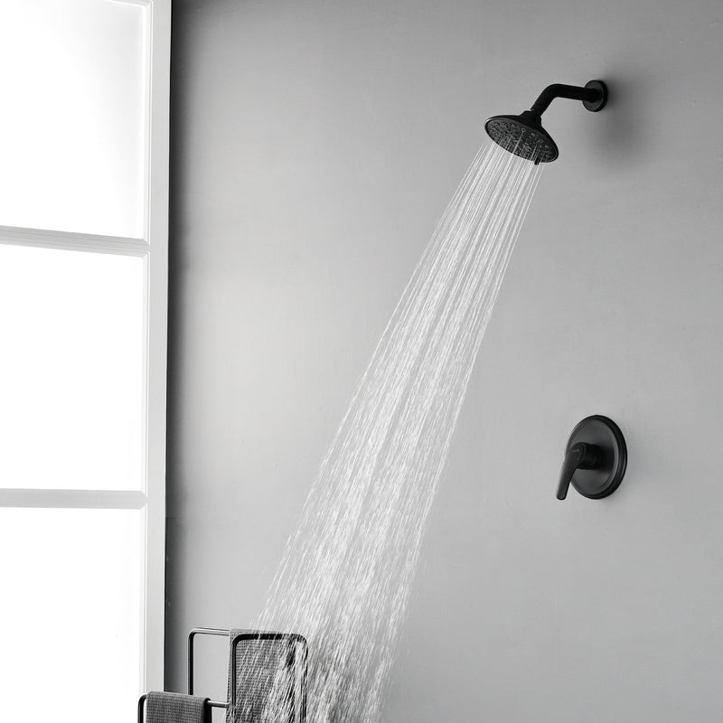 Single Function Pressure Balancing Shower System with 6 Inch 6-Spray ABS Shower Head in Matte Black