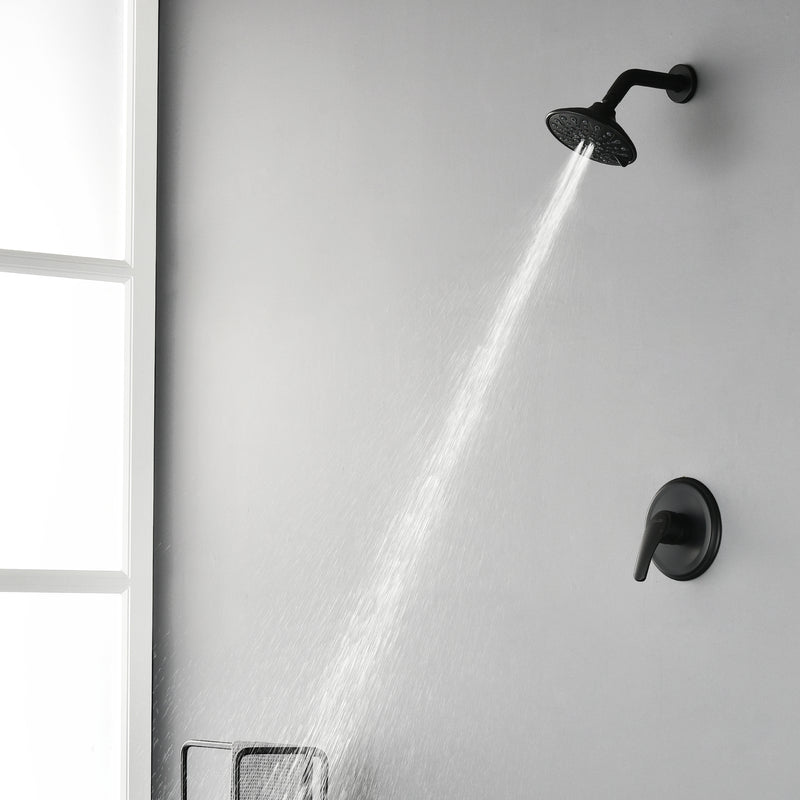 Single Function Pressure Balancing Shower System with 6 Inch 6-Spray ABS Shower Head in Matte Black