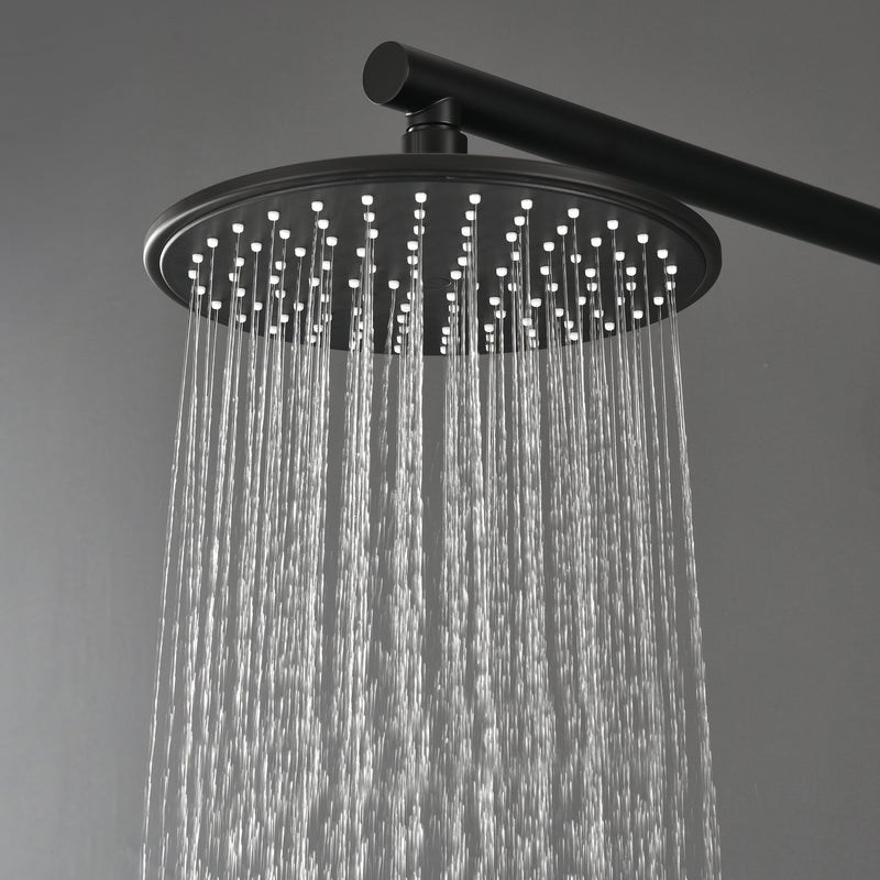 Round Shower Faucets Sets Complete, Single Function Shower trim kit with 9 inch ABS rain shower head