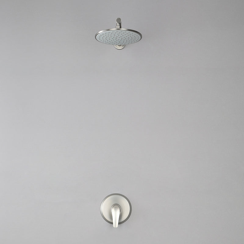Round Shower Faucets Sets Complete, Single Function Shower trim kit with 9 inch ABS rain shower head
