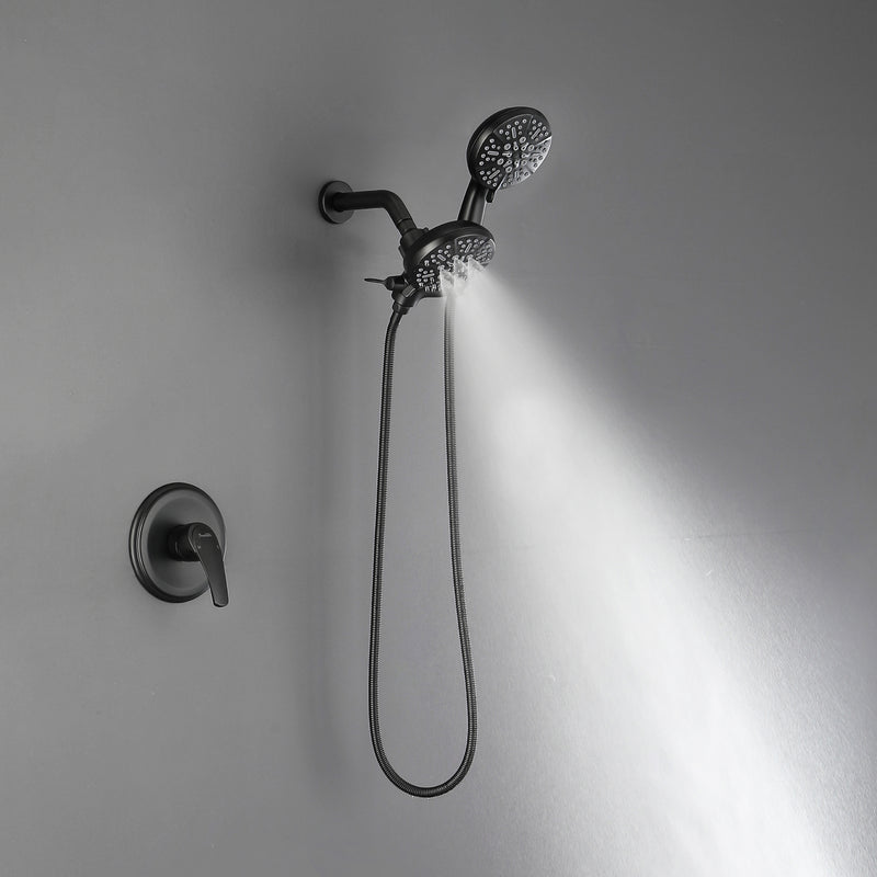 Dual-Function Shower Faucet Set with Valve Bathroom High Pressure 5-Setting Dual 2 in 1 Shower System with Handheld Showerhead