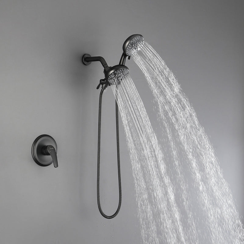 Dual-Function Shower Faucet Set with Valve Bathroom High Pressure 5-Setting Dual 2 in 1 Shower System with Handheld Showerhead