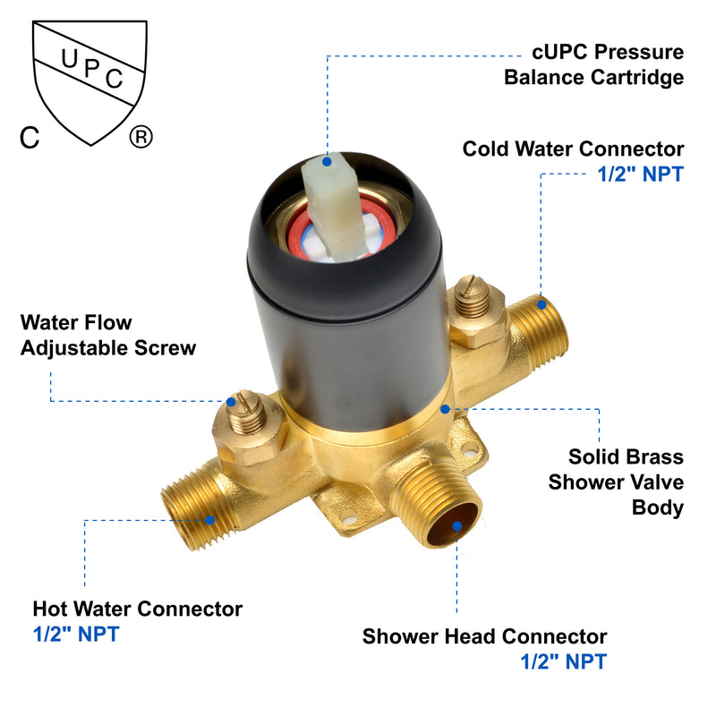 Dual-Function Shower Faucet Set with Valve Bathroom High Pressure 5-Setting Dual 2 in 1 Shower System with Handheld Showerhead