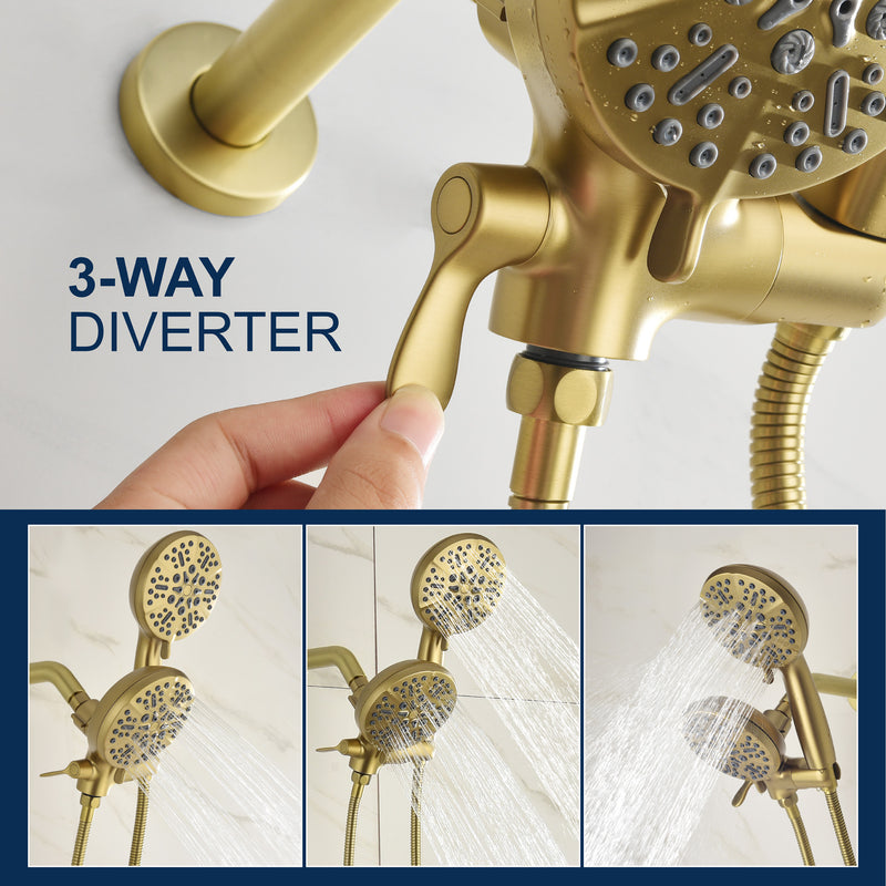 SHAMANDA Shower System Combo Set High Pressure 5-Function Dual 2 in 1 Shower Faucet