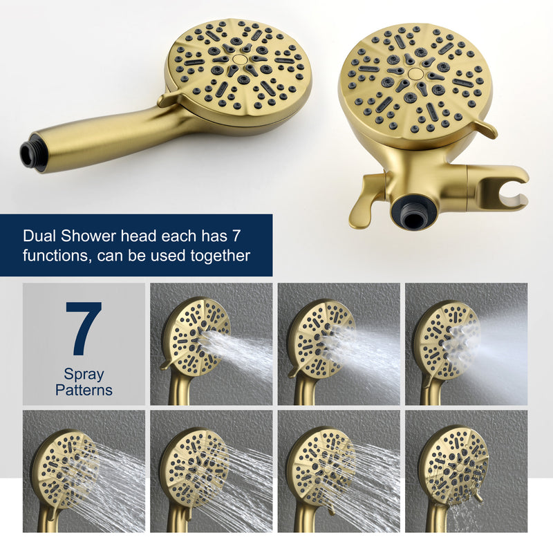 SHAMANDA Shower System Combo Set High Pressure 5-Function Dual 2 in 1 Shower Faucet