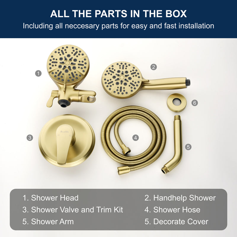 SHAMANDA Shower System Combo Set High Pressure 5-Function Dual 2 in 1 Shower Faucet