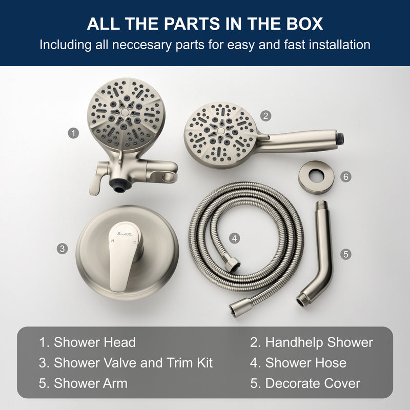 SHAMANDA Shower System Combo Set High Pressure 5-Function Dual 2 in 1 Shower Faucet