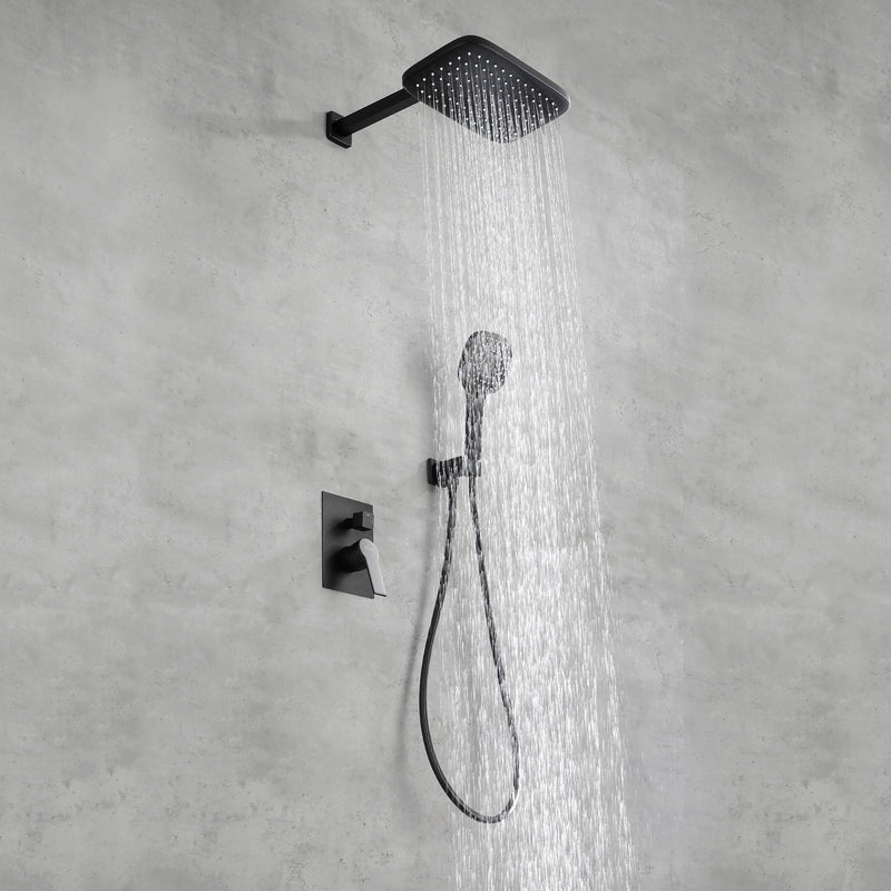 Brass Rainfall Shower System, Luxuly Bathroom Shower Faucet with 3-spray hand shower