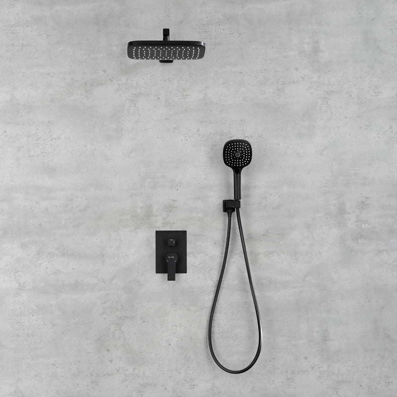Brass Rainfall Shower System, Luxuly Bathroom Shower Faucet with 3-spray hand shower