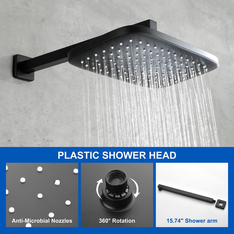 Brass Rainfall Shower System, Luxuly Bathroom Shower Faucet with 3-spray hand shower