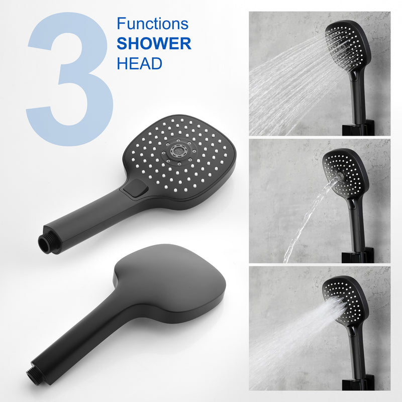 Brass Rainfall Shower System, Luxuly Bathroom Shower Faucet with 3-spray hand shower