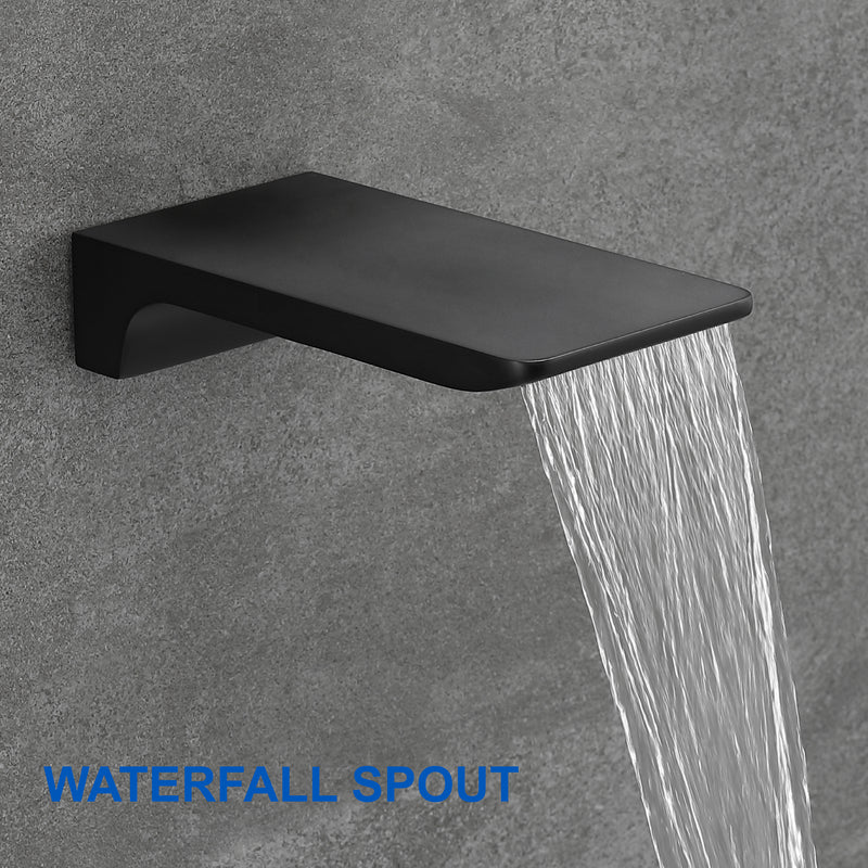 Shower System with Waterfall Tub Spout and Handheld Shower Head, 10" Rain Shower Faucet Sets