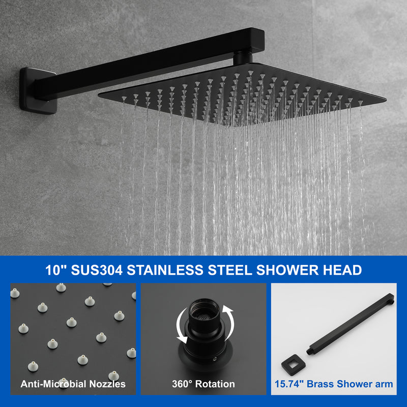Shower System with Waterfall Tub Spout and Handheld Shower Head, 10" Rain Shower Faucet Sets