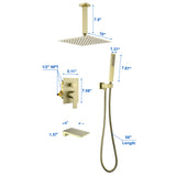 Ceiling Mounted Rain Shower System, 10" Rain Shower Faucet Set