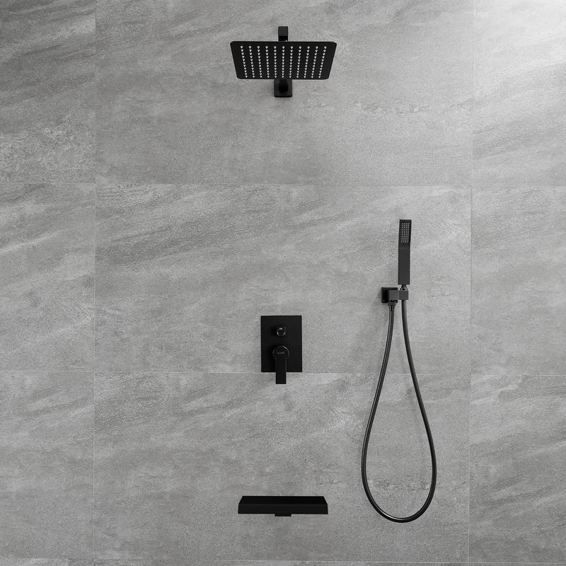 SHAMANDA Shower Set 10 Inch Shower Fixture with Handheld Spray 3-Function Wall Mount