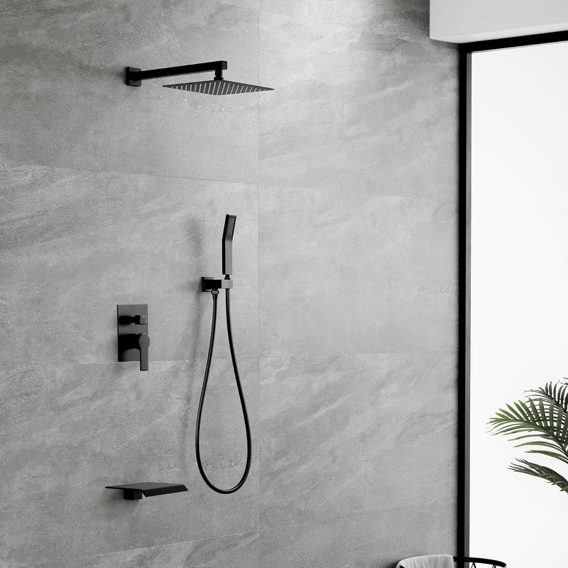 SHAMANDA Shower Set 10 Inch Shower Fixture with Handheld Spray 3-Function Wall Mount