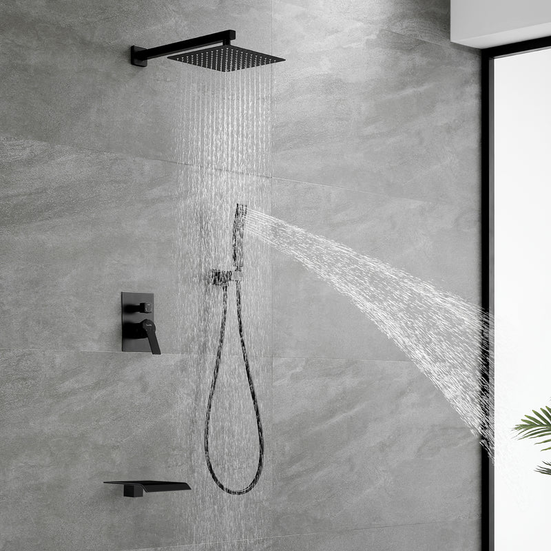 SHAMANDA Shower Set 10 Inch Shower Fixture with Handheld Spray 3-Function Wall Mount