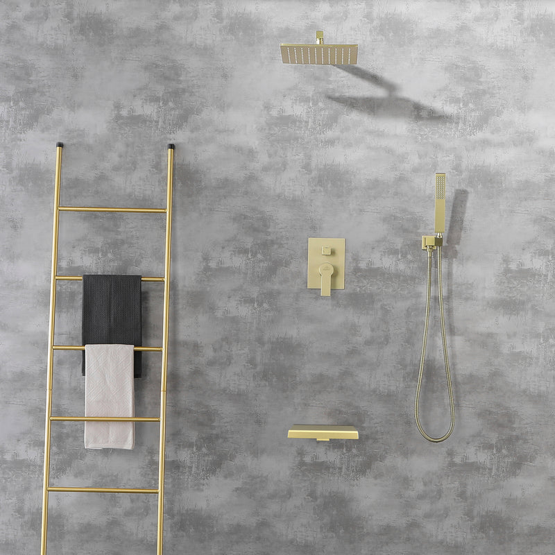 SHAMANDA Shower Set 10 Inch Shower Fixture with Handheld Spray 3-Function Wall Mount