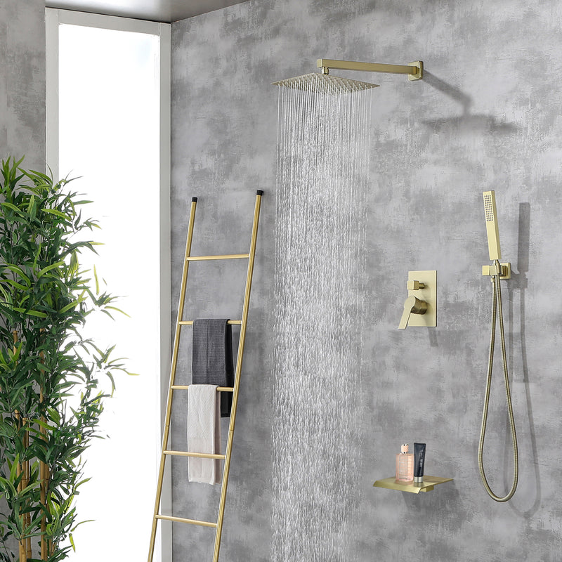 SHAMANDA Shower Set 10 Inch Shower Fixture with Handheld Spray 3-Function Wall Mount