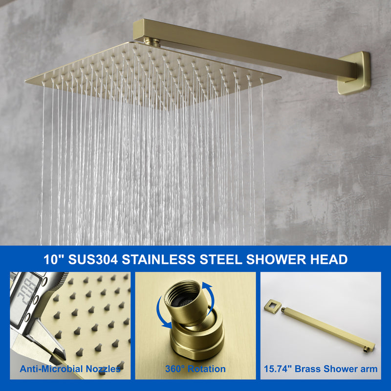 SHAMANDA Shower Set 10 Inch Shower Fixture with Handheld Spray 3-Function Wall Mount