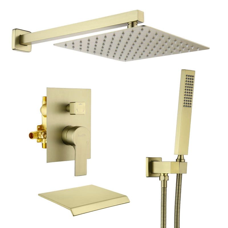 SHAMANDA Shower Set 10 Inch Shower Fixture with Handheld Spray 3-Function Wall Mount
