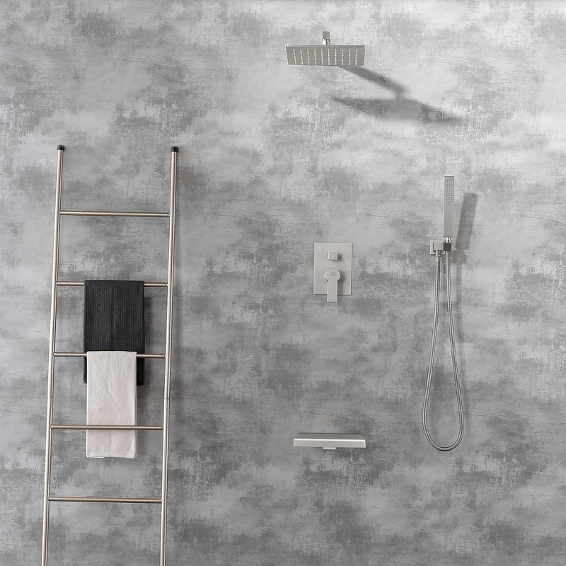 SHAMANDA Shower Set 10 Inch Shower Fixture with Handheld Spray 3-Function Wall Mount
