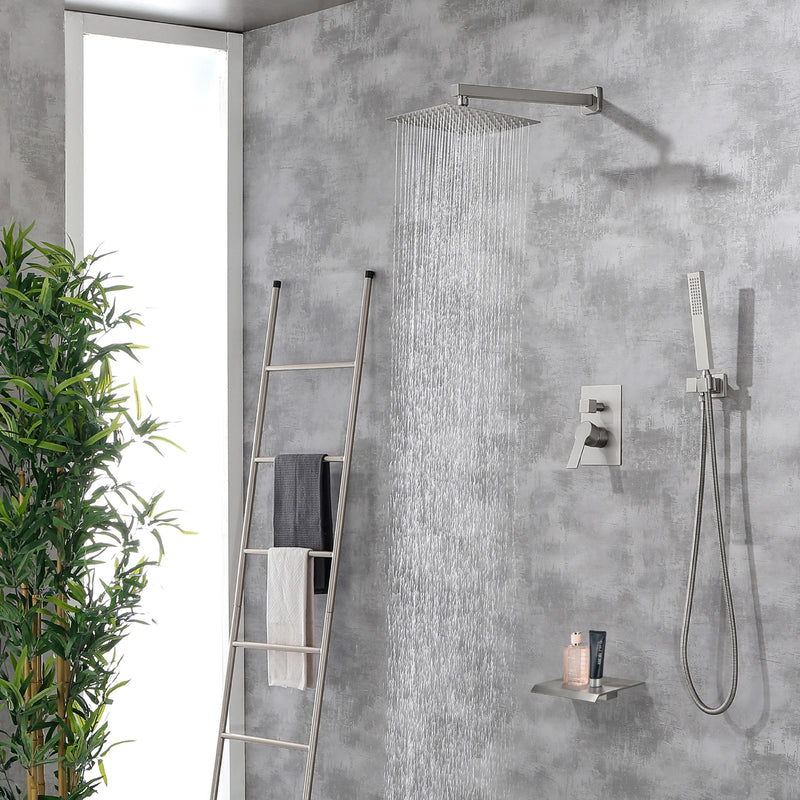 SHAMANDA Shower Set 10 Inch Shower Fixture with Handheld Spray 3-Function Wall Mount
