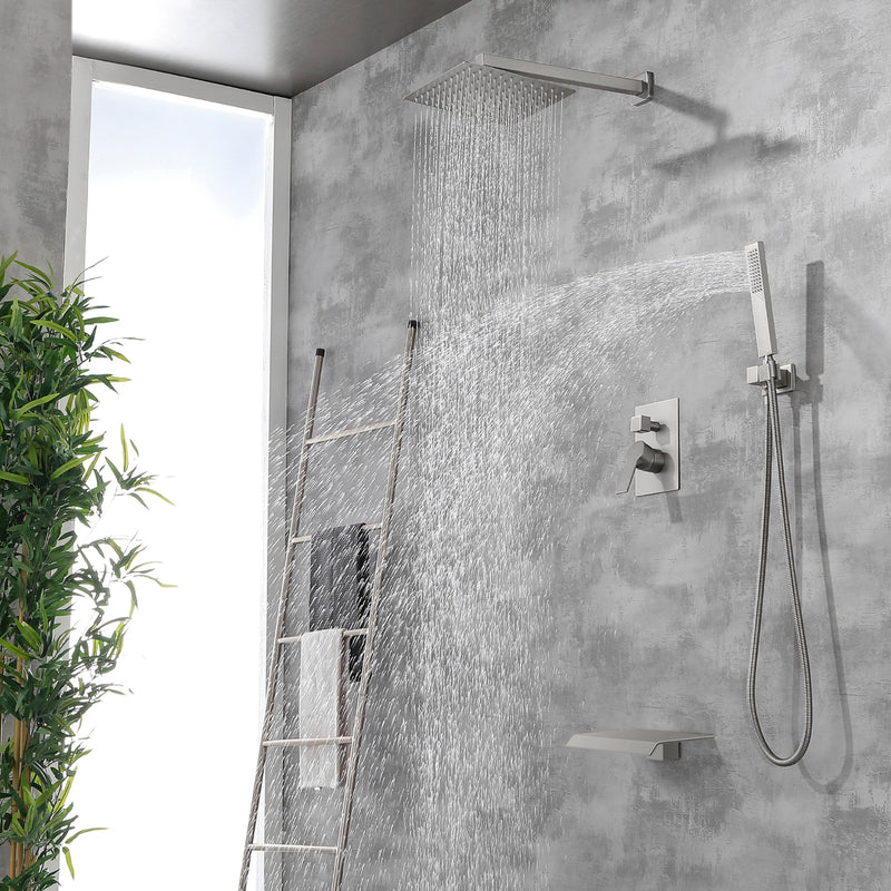 SHAMANDA Shower Set 10 Inch Shower Fixture with Handheld Spray 3-Function Wall Mount