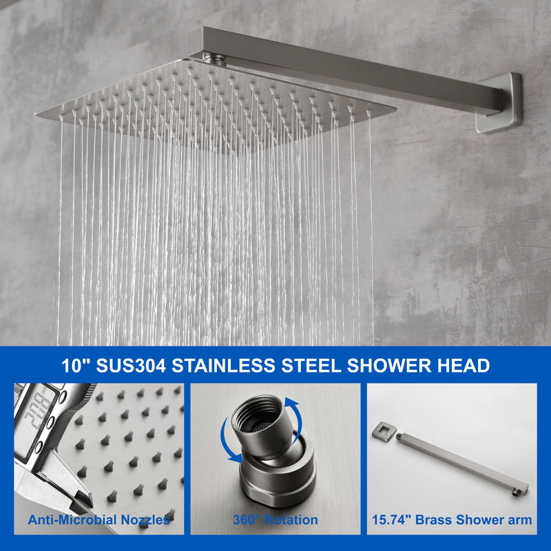 SHAMANDA Shower Set 10 Inch Shower Fixture with Handheld Spray 3-Function Wall Mount