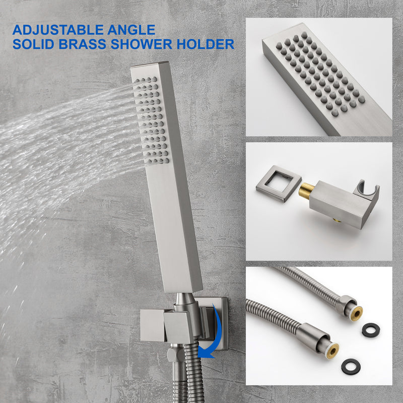SHAMANDA Shower Set 10 Inch Shower Fixture with Handheld Spray 3-Function Wall Mount