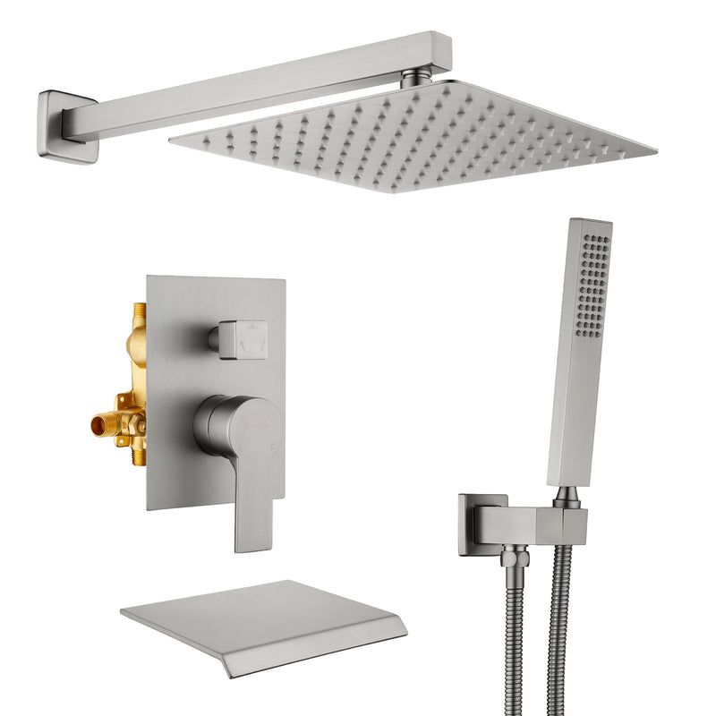 SHAMANDA Shower Set 10 Inch Shower Fixture with Handheld Spray 3-Function Wall Mount
