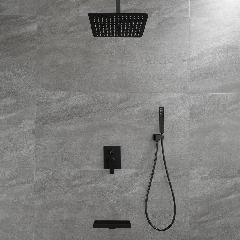 Shower System 12 Inch Rain Shower Head Ceiling Mount with Handheld Spray Luxury High Pressure Shower Combo Set