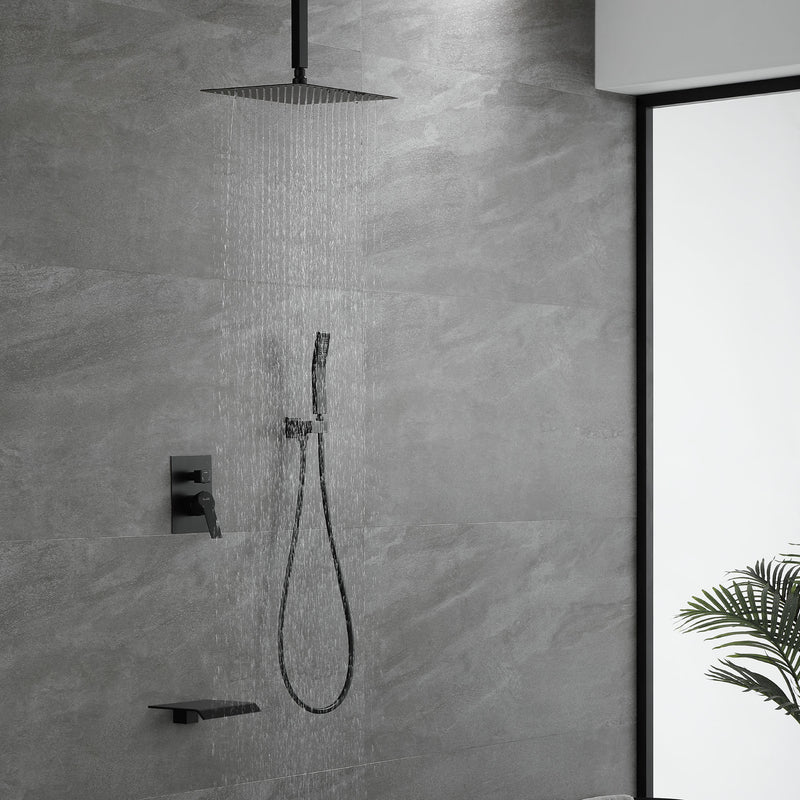 Shower System 12 Inch Rain Shower Head Ceiling Mount with Handheld Spray Luxury High Pressure Shower Combo Set