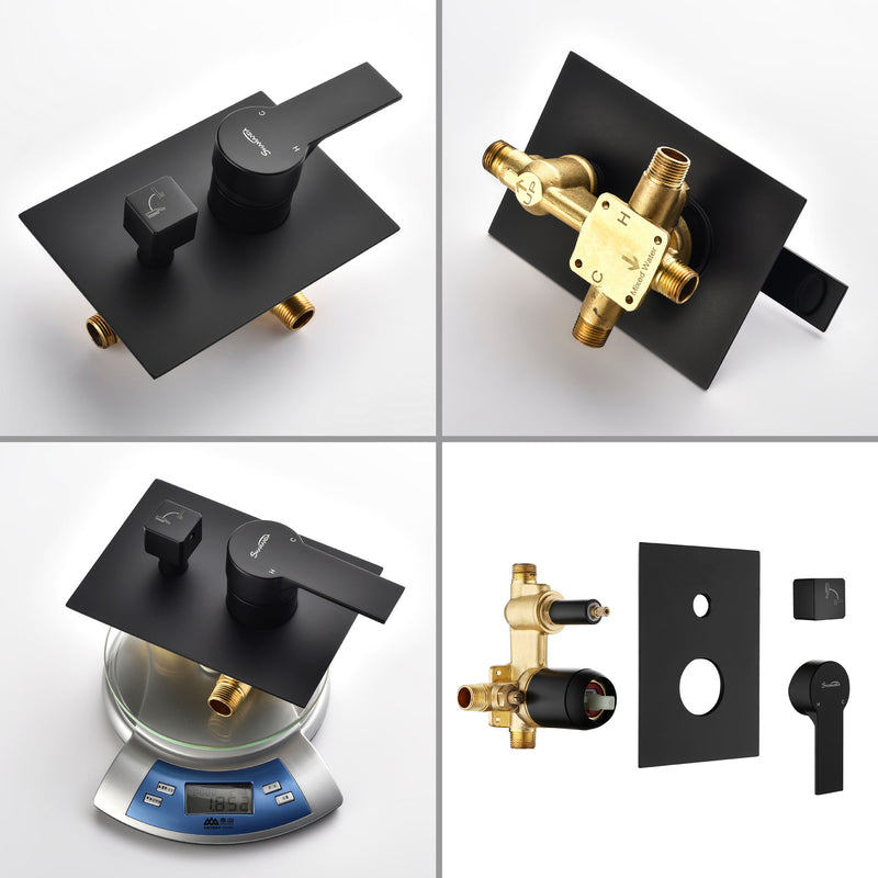 Waterfall Wall Mounted Bathtub Faucet with Hand Shower in Brushed Gold, Brushed Nickel, Matte Black
