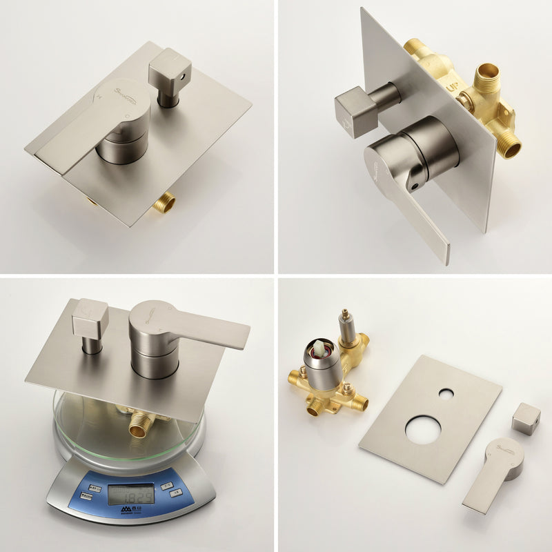Waterfall Wall Mounted Bathtub Faucet with Hand Shower in Brushed Gold, Brushed Nickel, Matte Black