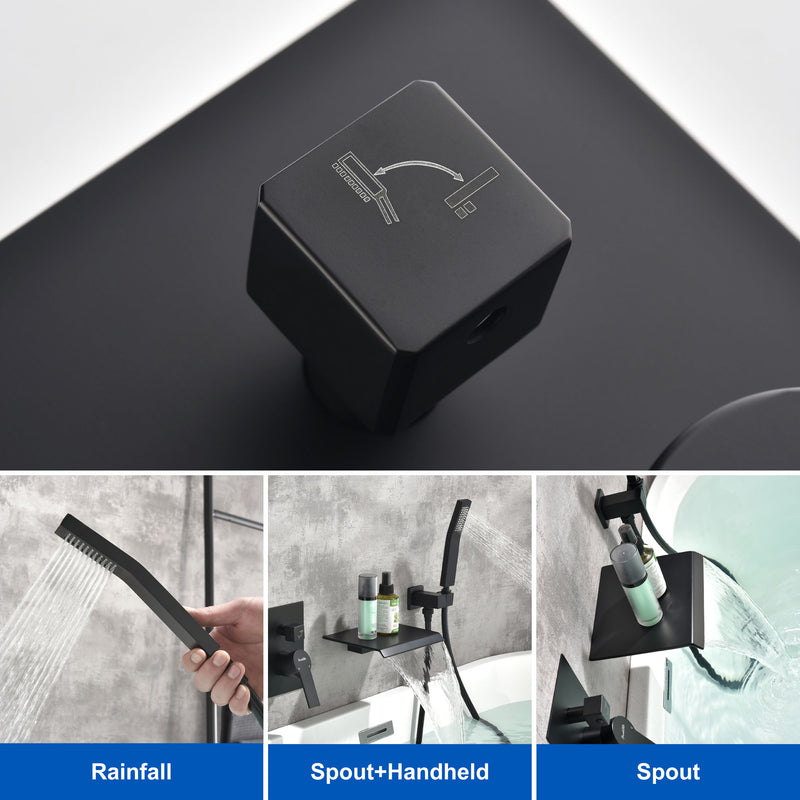 Waterfall Tub Faucet Wall Mount Roman Tub Filler