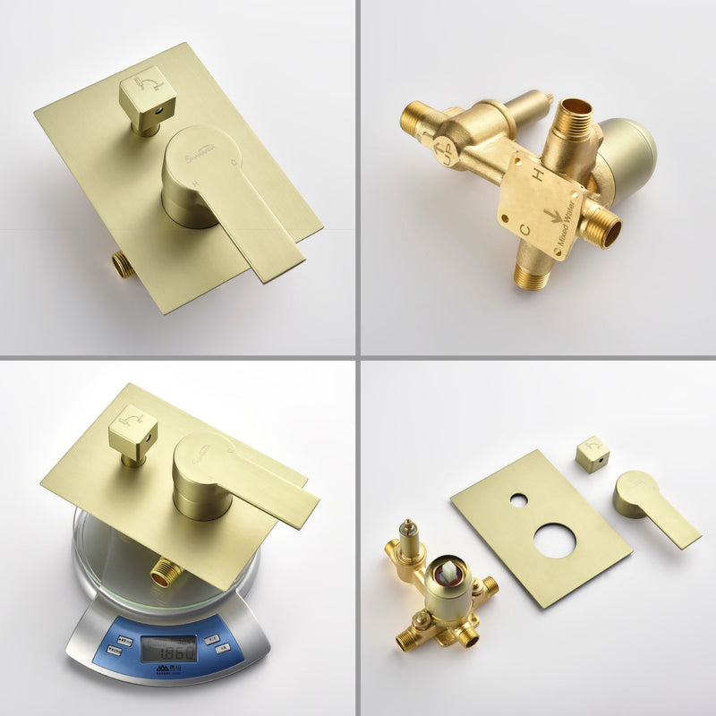 Waterfall Spout Wall Mounted Roman Tub Faucet with Handheld shower Modern Single Handle Tub Filler Solid Brass