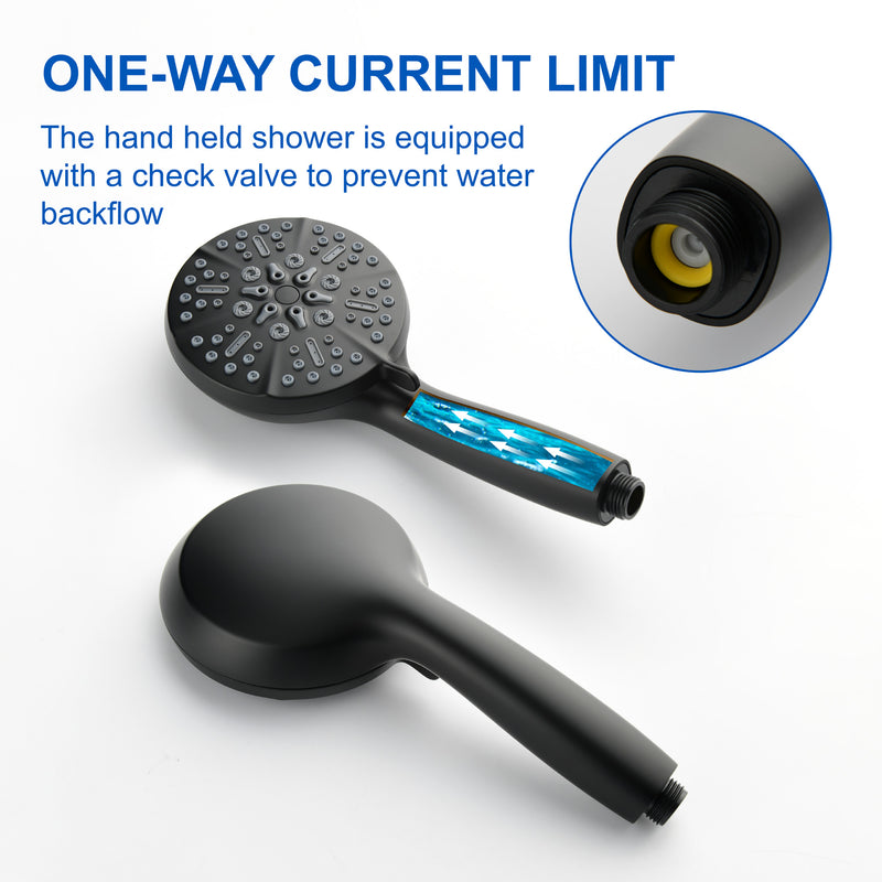 3-Hole Tub Faucet with 7-setting ABS Handheld Shower Wall Mount Waterfall Tub Filler Trim in Matte Black, Brushed Nickel, Brushed Gold