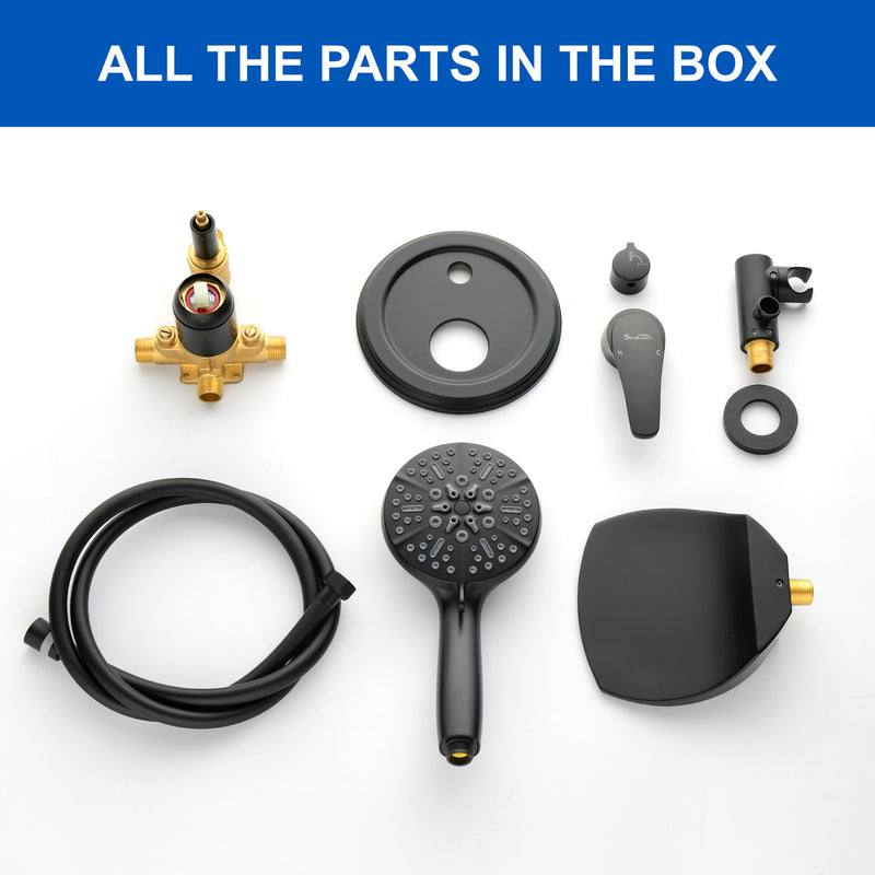 3-Hole Tub Faucet with 7-setting ABS Handheld Shower Wall Mount Waterfall Tub Filler Trim in Matte Black, Brushed Nickel, Brushed Gold