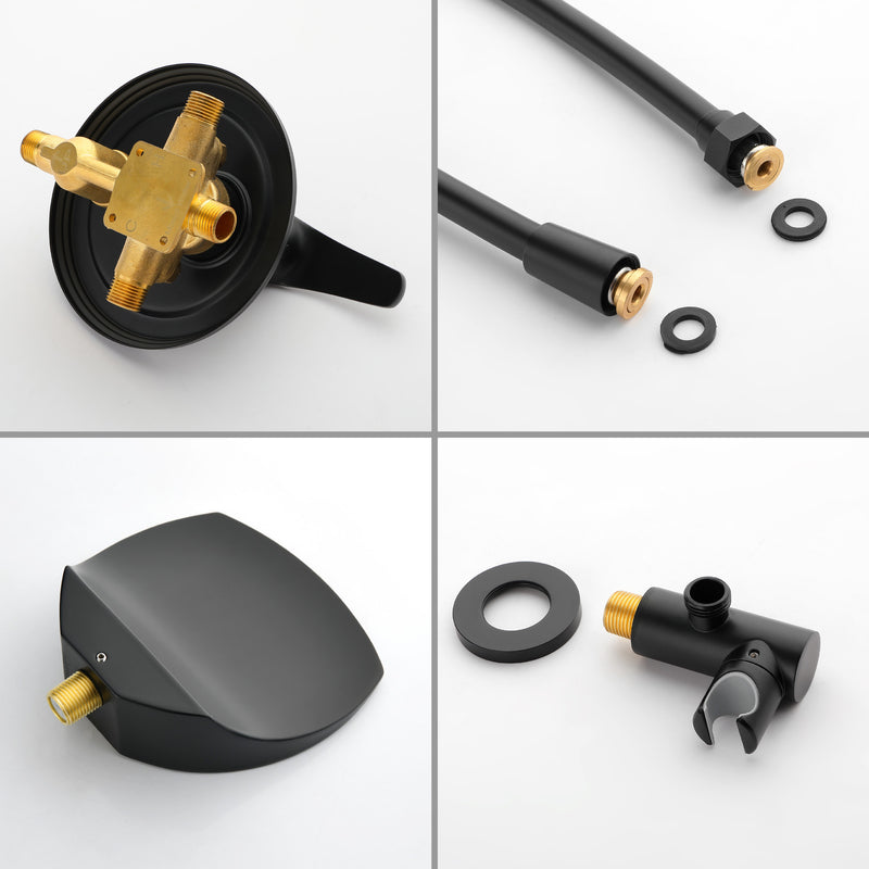 3-Hole Tub Faucet with 7-setting ABS Handheld Shower Wall Mount Waterfall Tub Filler Trim in Matte Black, Brushed Nickel, Brushed Gold