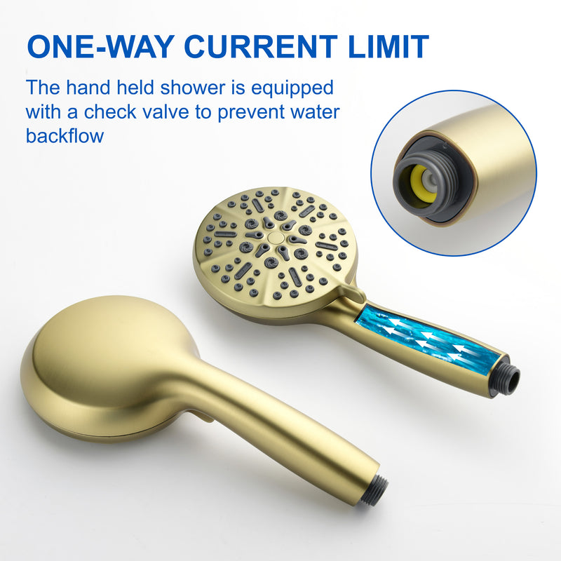 3-Hole Tub Faucet with 7-setting ABS Handheld Shower Wall Mount Waterfall Tub Filler Trim in Matte Black, Brushed Nickel, Brushed Gold