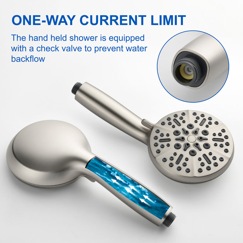 3-Hole Tub Faucet with 7-setting ABS Handheld Shower Wall Mount Waterfall Tub Filler Trim in Matte Black, Brushed Nickel, Brushed Gold