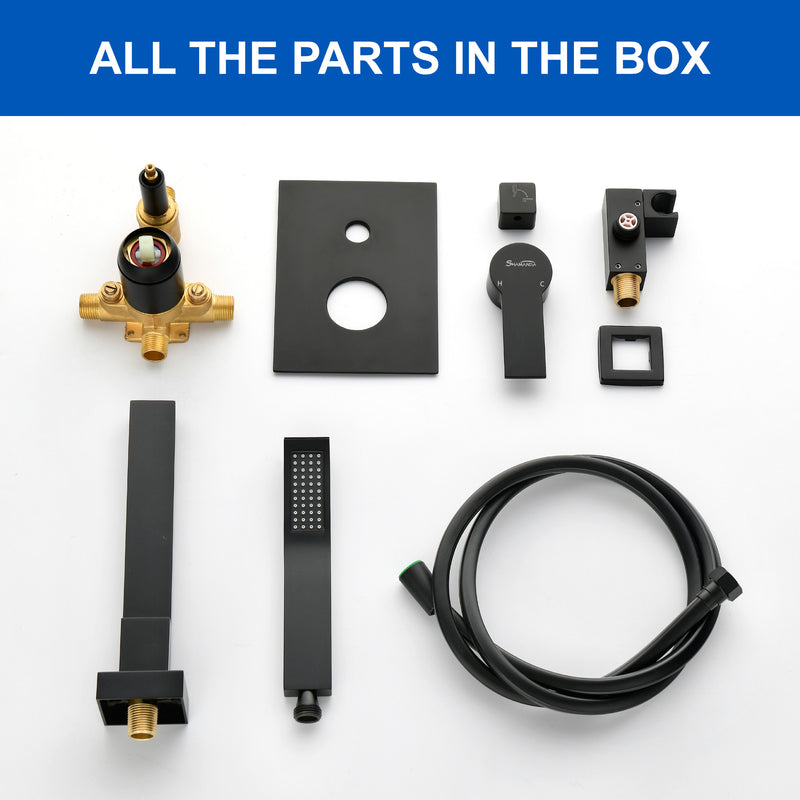 Bathroom Shower System Rainfall Handheld Shower With Faucet Set Tub Spout Wall Mounted Shower Head Trim Kit With Rough-In Valve