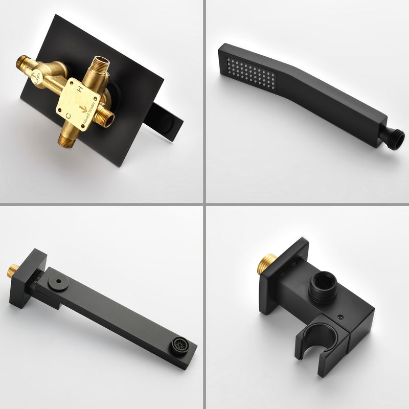 Bathroom Shower System Rainfall Handheld Shower With Faucet Set Tub Spout Wall Mounted Shower Head Trim Kit With Rough-In Valve