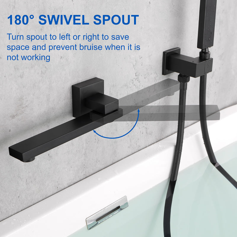 Bathroom Shower System Rainfall Handheld Shower With Faucet Set Tub Spout Wall Mounted Shower Head Trim Kit With Rough-In Valve