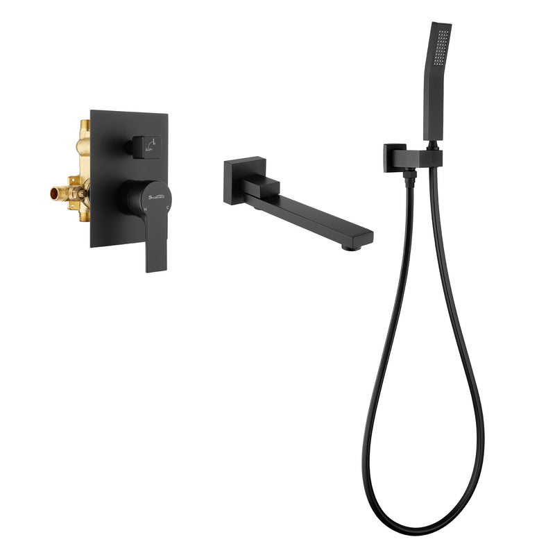 Bathroom Shower System Rainfall Handheld Shower With Faucet Set Tub Spout Wall Mounted Shower Head Trim Kit With Rough-In Valve