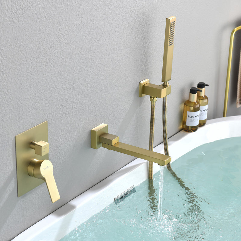 Bathroom Shower System Rainfall Handheld Shower With Faucet Set Tub Spout Wall Mounted Shower Head Trim Kit With Rough-In Valve