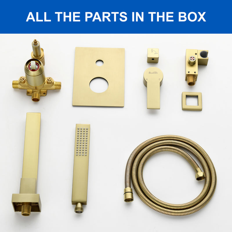 Bathroom Shower System Rainfall Handheld Shower With Faucet Set Tub Spout Wall Mounted Shower Head Trim Kit With Rough-In Valve